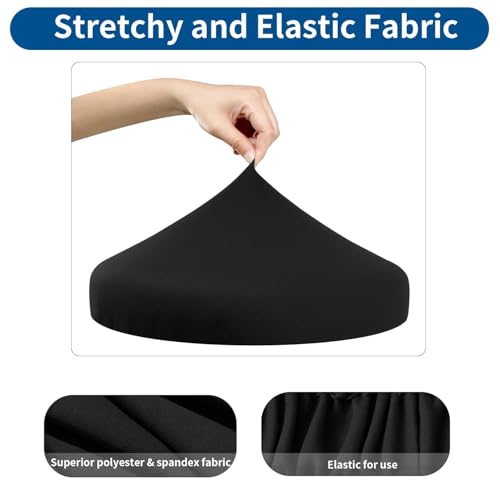 8 Pack Black Round Stool Covers - Stretchy Elastic Slipcovers for 16-20" Stools