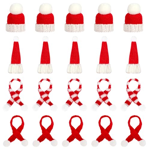 DIYASY 36 Pcs Mini Santa Hats & Christmas Scarf Set for Crafts and Ornaments