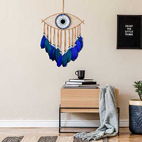 Evil Eye Dream Catcher Handmade Wall Decor 16-inch Lucky Charm