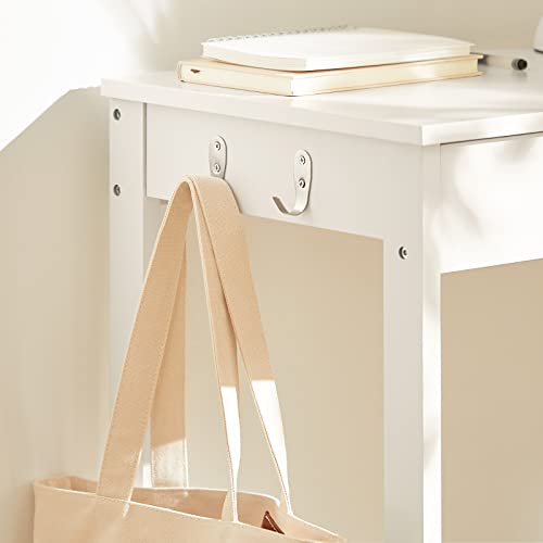 Compact Writing Desk for Kids with Drawer and Side Hooks - 24 Inch White