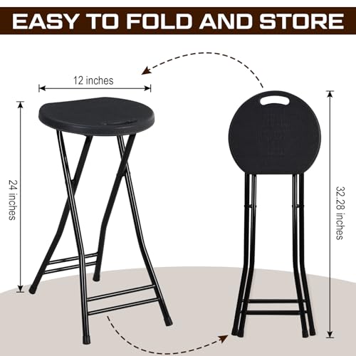 24-Inch Portable Folding Counter Stools, Heavy Duty Bar Stools with Handle