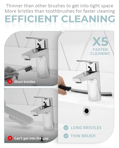 Hard Bristle Crevice Cleaning Brush Set for Tile Grout & Gaps (3 Pack)