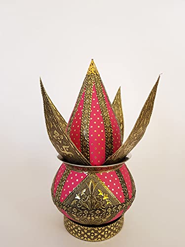 Aluminum Meenakari Puja Mangal Kalash with Narial Patta Set