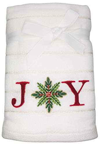 Sleigh Hill Trading Co. Set of 2 Christmas Joy & Mistletoe Hand Towels, 18x24in, Cotton Holiday Decor