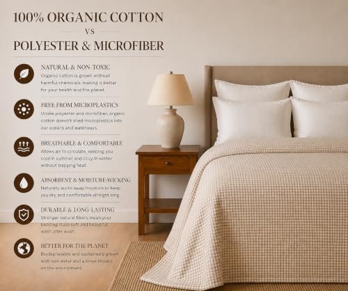 Organic Cotton Gingham Quilt - Oeko-TEX & GOTS Certified, King Size