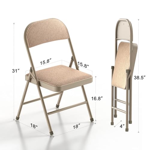4-Pack Padded Folding Chairs, Fabric Upholstered Dining Chairs