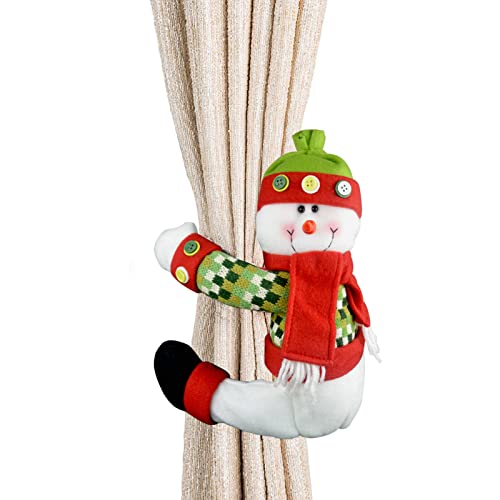 Plush Snowman Christmas Tree Topper - Festive Decor & Curtain Tieback