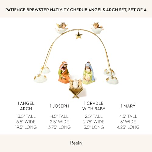 Hand-Painted Cherub Angel Nativity Set with Arch, 4-Piece Christmas Decor