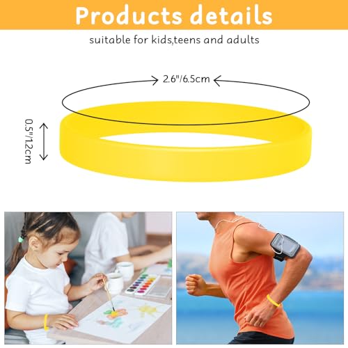 12-Pack Yellow Silicone Wristbands - Blank Rubber Bracelets for Events