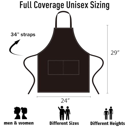 12-Pack Black Bib Aprons with 2 Pockets - Unisex Kitchen & Crafting Apron
