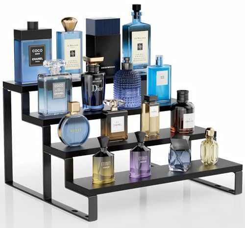 4-Tier Wooden Cologne Organizer Stand for Dresser and Vanity Display