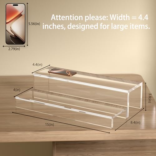2-Tier Acrylic Liquor Bottle Display Shelf, 15-inch Countertop Bar Organizer