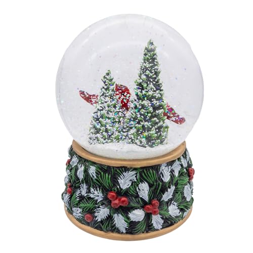Kurt Adler 100mm Musical Wind-Up Christmas Tree Water Globe with Cardinals