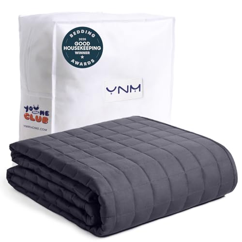 YnM 15lbs Weighted Blanket for Adults - 48x72 Cooling Glass Beads (Dark Grey)