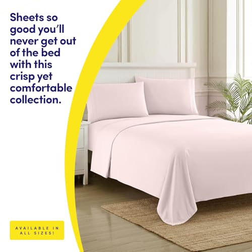 Sweet Home Collection Twin XL Sheet Set - Pale Pink 3 Piece Deep Pocket