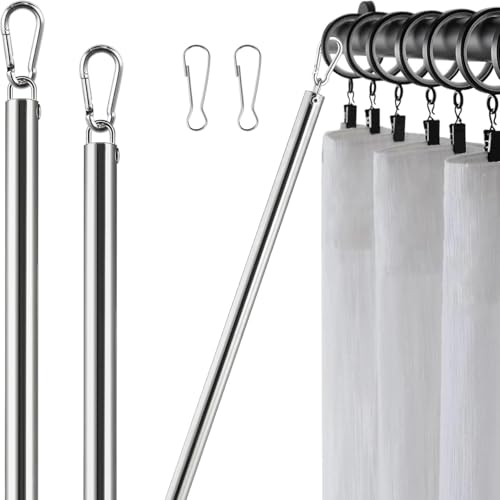 Adjustable Curtain Pull Wand - 31 to 46 Inch Stainless Steel Rod (2 Pack)
