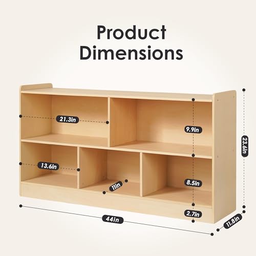 5-Section Kids Montessori Bookshelf and Toy Storage Organizer