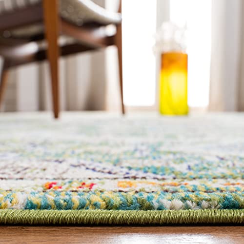 SAFAVIEH Madison Collection Runner Rug - 2'2" x 6', Green & Turquoise, Boho Chic Medallion Distressed Design, Non-Shedding & Easy Care, Ideal for High Traffic Areas in Living Room, Bedroom (MAD447Y)