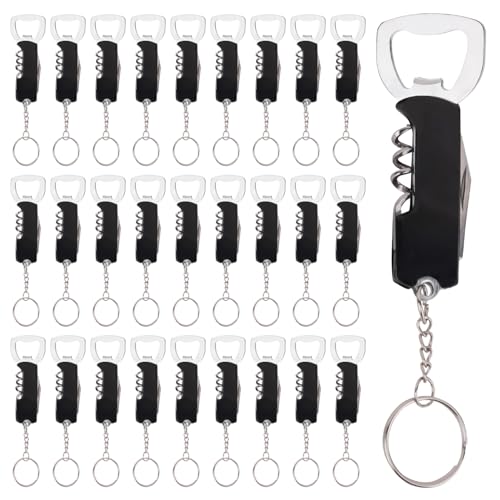 28 Pcs Stainless Steel Wine Bottle Openers with Keychain - Model BUWUSMU