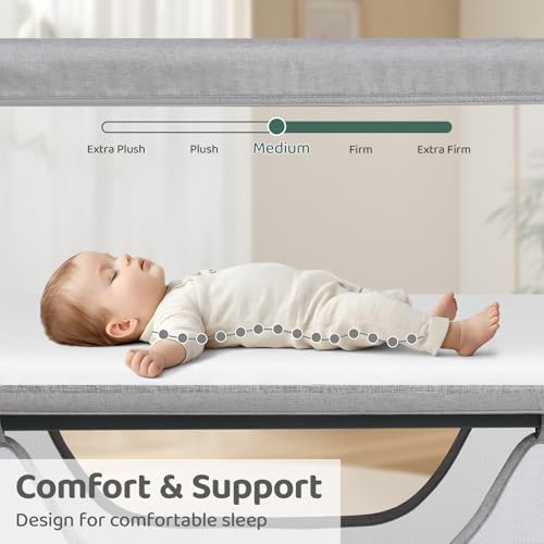 Adjustable Bedside Bassinet Sleeper with Breathable Mesh, Wheels & Storage
