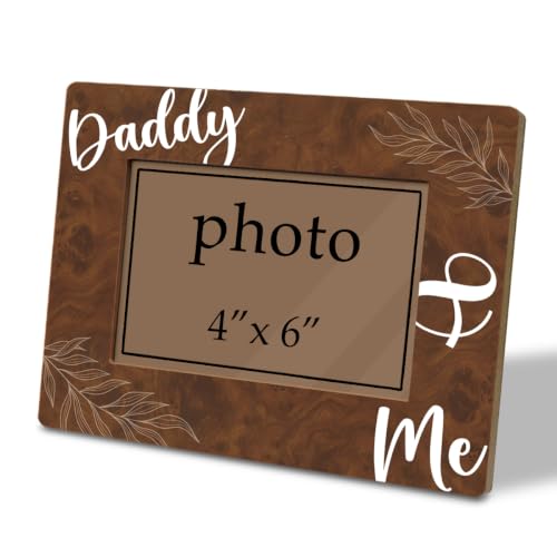 Father's Day Wooden Photo Frame for 4x6 Inch Pictures - Daddy Gift from Son & Daughter