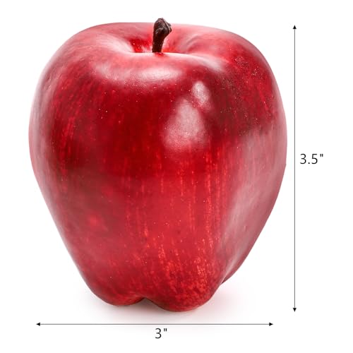 24 Pcs Realistic Artificial Red Apples - Faux Fruit Decor for Home & Parties