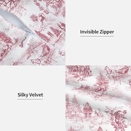 LOHDALOLF Christmas Toile Throw Pillow Covers 18x18 Inches Set of 2 - Holiday Decor
