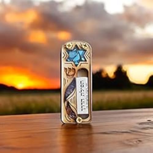Wooden Star of David Car Mezuzah with Traveler's Prayer Scroll
