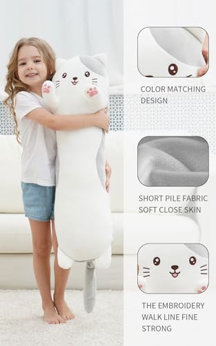 36-Inch Long Cat Plush Body Pillow - Soft Stuffed Animal Kitten Toy