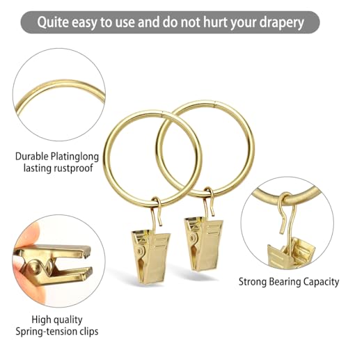 40 Pack Metal Curtain Rings with Clips, 1.25-Inch Heavy Duty Drapery Hangers