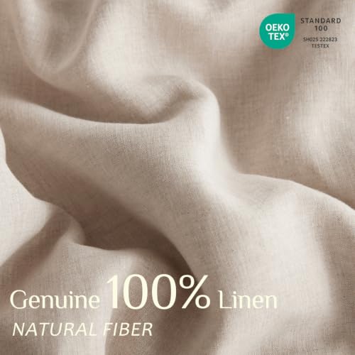 100% French Linen Duvet Cover Set - 3 Piece King Bedding with Zipper & Ties