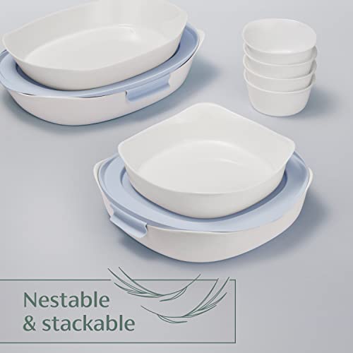 Glass Bakeware Set with Lids and Ramekins 8-Piece Oven Safe