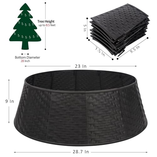 Blissun Black Christmas Tree Collar 28.7 Inch Plastic Tree Ring for Artificial Tree Decor