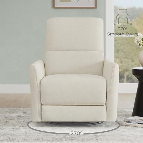 CHITA Power Swivel Glider Recliner Chair Medium Linen for Nursery & Living Room