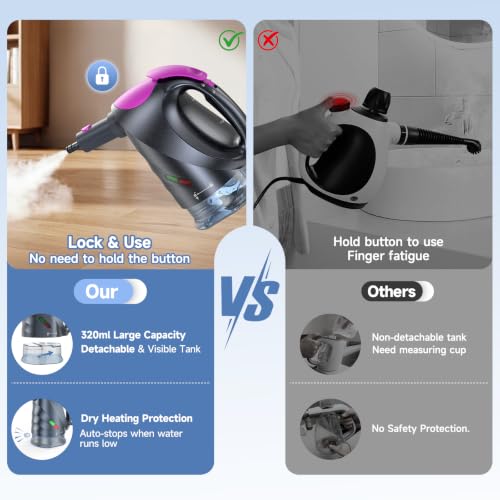 CozyCub 2-in-1 Steam Mop and Detachable Handheld Steam Cleaner with 8 Accessories