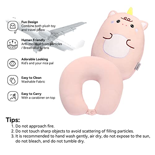 2-in-1 Convertible Kids Travel Neck Pillow - Soft Unicorn Plush Pillow