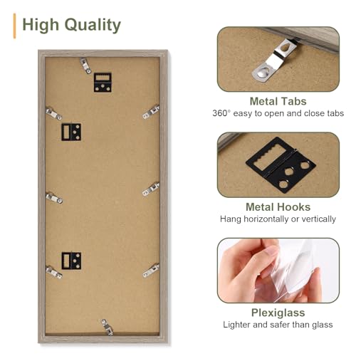 Vittanly 8x20 Collage Picture Frame Light Taupe Holds 4 Photos with Mat