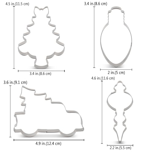 LILIAO Christmas Cookie Cutter Set of 4 - Food-Grade Stainless Steel Baking Tools