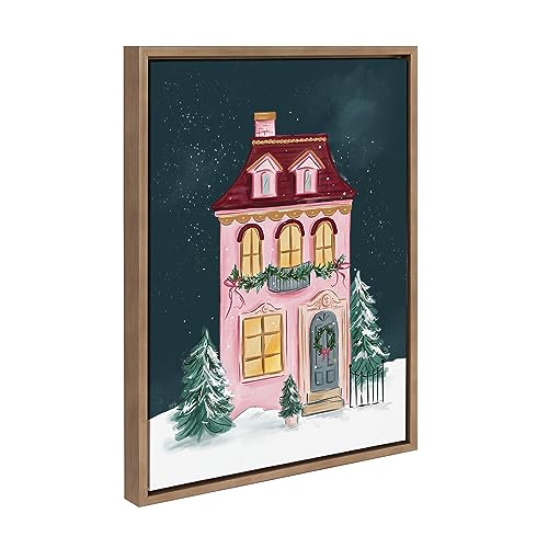 Kate and Laurel Sylvie Holiday Victorian Canvas Wall Art 18x24 Gold Frame Christmas Decor
