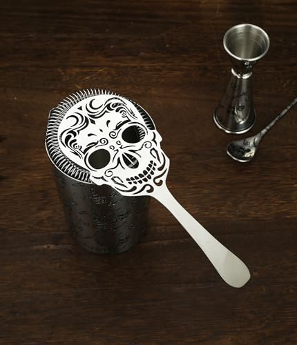 Skull Cocktail Strainer with Handle - Stainless Steel Bar Tool for Mixing & Serving
