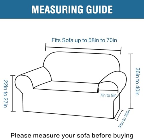 Stretch Loveseat Couch Cover, Elastic Slipcover for 58-70" Sofa, Cream