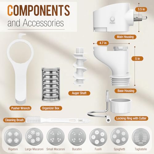 Pasta Press Attachment with 7 Interchangeable Plates for Stand Mixers