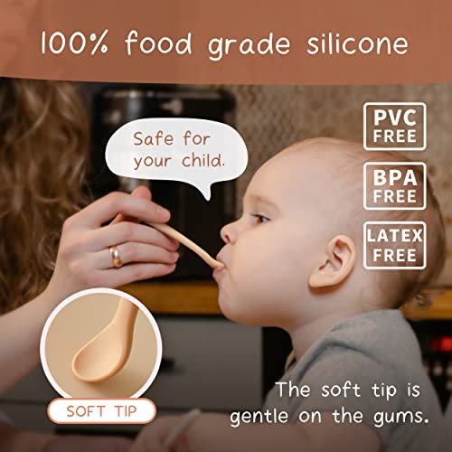 Silicone Baby Spoons Set 4-Piece Bendable Self Feeding Utensils