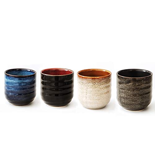 Japanese Style Ceramic Tea & Coffee Set with 4 Colors – 200ml Mate Cups, Gift-Ready