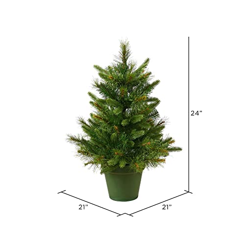 Vickerman 24" Cashmere Pine Artificial Christmas Tree, Unlit, Green Pot, 2ft