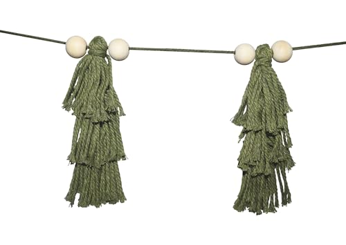 Pastel Christmas Tassel Garland with Wood Beads - Holiday Decor for Mantel & Kids Room