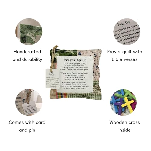 Handmade Mini Prayer Quilt Set | Vintage Pocket Christian Quilts - 6 PCS