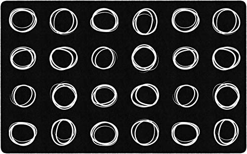Educational Circle Sampler Classroom Area Rug, 7'6" x 12', Black