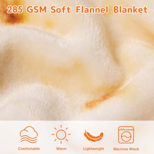71-Inch Burrito Tortilla Throw Blanket, Soft Flannel Novelty Taco Wrap