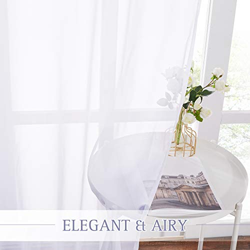 NICETOWN Sheer Drape for Large Window - 100" Width by 108" Length Solid Sheer Voile Window Drape Panel for Patio/Sliding Door/Living Room (White, 1 Pack)